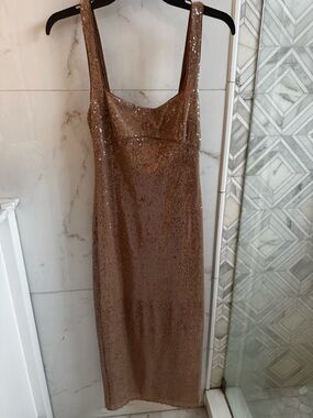 Camila Coelho Bronze Sequin Midi Dress